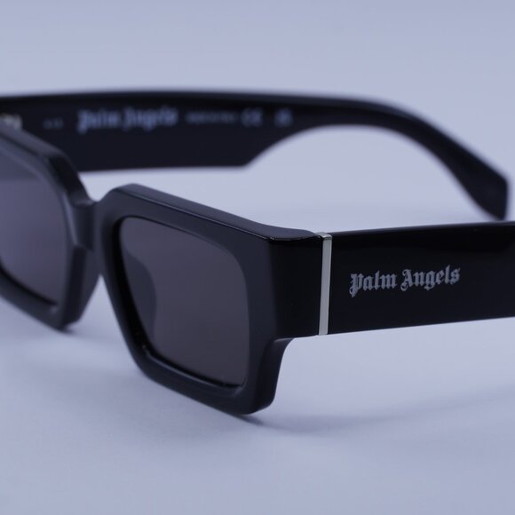 Palm Angels PERI086 HYDE 1007 Sunglasses Black Rectangle Frame, Dark Grey Lenses - Picture 4 of 11